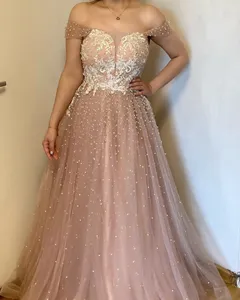 2024 ASO Ebi Arabisch Blush Pink A-Line Mutter der Braut Kleider Spitze Perlen Abend Prom Formal Party Geburtstag Promi Mutter von Bräutigamkleidern Kleid ZJ042