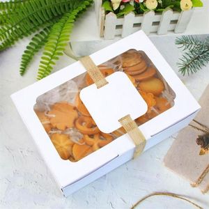 Wrap Prezent 12PCS Lot Kraft Paper Candy Box Favor Pvc Clear Window Dookies Treats Christmas Year Party Dekoracja 316f