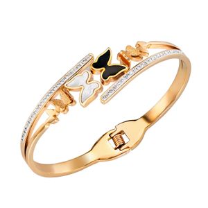 Personalidade da moda borboleta fosca pulseira de aço titânio temperamento conjunto versátil pulseira de diamante