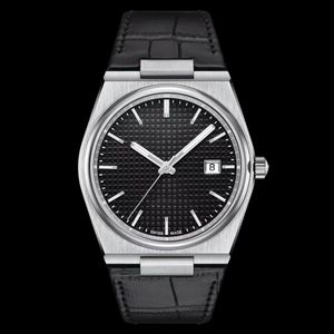 Relógio de quartzo masculino clássico aço inoxidável 40mm calendário automático pulseira de couro preto relógio de pulso2758