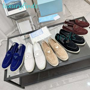 TSuede Leder Loafers Designer Pantoletten Damen Herren Abendschuhe 100 echtes Leder SlipOn Luxus Plaque Loafers Sabots Flats Casual Loafer Bootsschuhe Tropez Walk Größe 344