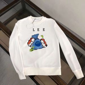 Designer Luxury Loes Classic Autumn and Winter 2022 Pure Cotton Roewe Tryckt Crewneck High-End Casual Couple Långärmad tröja Hoodie