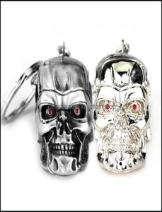 10PcsLot Fashion Keyrings Jewelry Sier Pendant Movie Terminator Skeleton Mask Keychain Skl Key Ring For Men Car Chain Drop Delive2400181