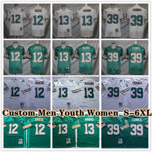 Custom 75th Vintage 13 Dan Marino 1968 Football Jerseys 39 Larry Csonka 12 Bob Griese 99 Jason Taylor 54 Zach Thomas 85 Nick Buoniconti 42 Paul Warfield 83 Mark Clayton