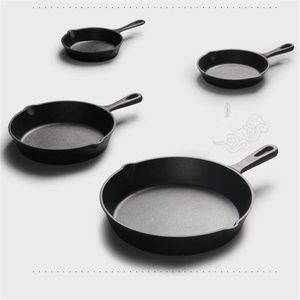 Gjutjärn non-stick 14-26 cm stek stekning platt panna gasinduktion spöken järnpott äggpannkakor kök matsalverktyg cookware292q