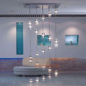 el Scala Lampadario moderno Apparecchio di illuminazione Lampadario quadrato Illuminazione a goccia di pioggia Lampadari di cristallo con scala a chiocciola Stainl274M