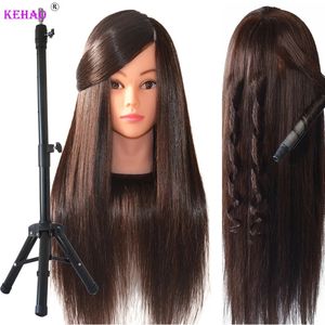 Mannequin Heads 80%Real Hair Doll Head For Hairstyle Professional Training Head Kit Mannequin Head Styling To Practice Curl Iron Straighten 231208