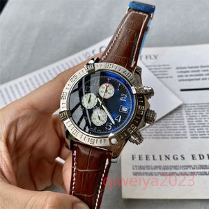 Top AAA Bretiling Mens Watch Navitimer Chronograph Super Quartz Movement Avenger Hurricane WristWatches leather Swiss Sapphire Waterproof Designer 1884 Watches