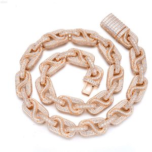 Top Selling Fashion Iced Out Chunky Gold Plated Baguette Moissanite Zircon 12mm Cuban Link Chain Necklace