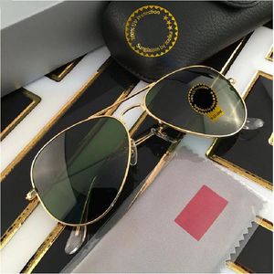 1 Stück Designermarke klassische Pilotensonnenbrille Mode Damen Sonnenbrille UV400 Goldrahmen grüner Spiegel 58mm Objektiv mit Box220p