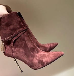 Stiletto-Stiefeletten aus Vollnarbenleder, seitlicher Reißverschluss, spitze Zehenpartie, Chelsea-Booties, Outdoor-Schuhe für Damen, Abendschuhe, Luxus-Designer-High-Heels, 35-42 mit Box, 9 Farben