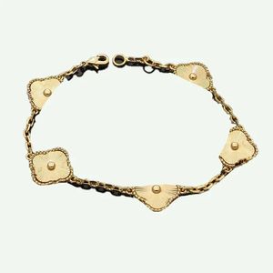 braccialetti con ciondoli gioielli firmati lusso vc lettera 5 braccialetti con fiori a quattro foglie oro 18 carati argento 925 braccialetto con diamanti incisi fibbia confezione originale trifogli-1