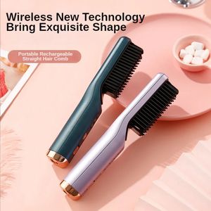 Hair Straighteners Wireless Portable Multifunctional straightener brush electric heat comb curler hair Anti-Scald Fast Heating Brush modeling tool 231208