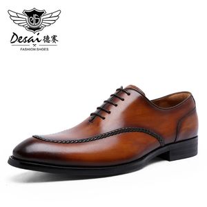 Genuine Leather 524 Desai Elegant British Toe Men's Carved Business Shoes For Men Classic Dress Formal Wedding 231208 Mal 316 mal