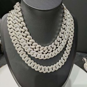 16-20mm Hip Hop 925 Vvs Moissanite Diamante Catena a maglia cubana Gioielli da uomo Oem Catena cubana in argento ghiacciato 925