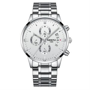 Nibosi Brand Quartz Chronograph Stopwatch Mens Watches rostfritt stål Band Watch Luminous Date Life Waterproof Wristwatches276Q