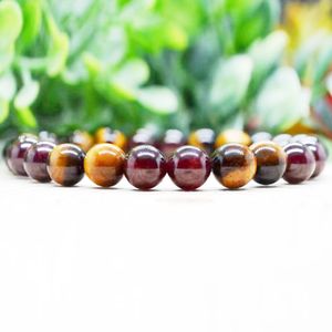 MG1992 8 MM Garnet Tigers Eye Stone Pulseira com contas Mulheres Mens EMF Jóias de proteção de energia