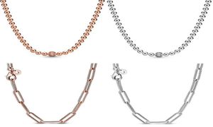 Collana con perline circolari con motivo a maglie lunghe in oro rosa per collana con perline in argento sterling 925 con ciondolo gioielli fai da te3791744