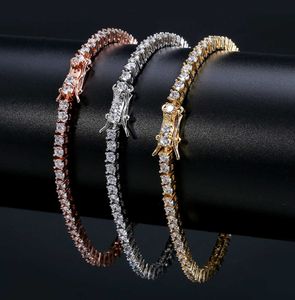 2024 Rock Tennis Chains Hip-hop Tide Men's Bracelet Zircon-microencased 3mm Bracelet Tennis bracelets For Men And Women Iced Out Jewelry
