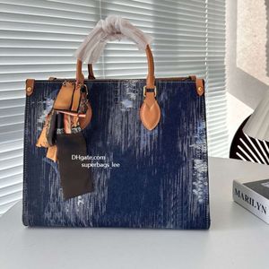 Borse tote in denim borsa grande da donna borsa tote firmata borsa a tracolla da donna borsa con ricamo jacquard borse moda di lusso 35 cm