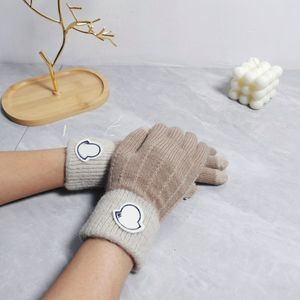 Stickade handskar klassisk designer Autumn Solid Color European and American Letter Par Mantens Winter Fashion Five Finger Glove Black