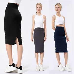 LL Women Yoga Designer Wrap Skirt High Waist Boost Work Skirt Waistband Pocket Nude Versatile Skirt Firming The Buttocks Mid Length Jogging Skirt