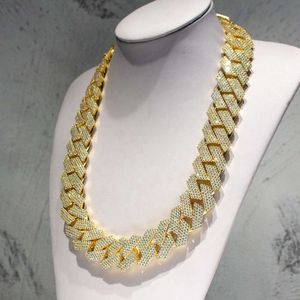 Custom Hip Hop Jewelry S925 Silver 24mm 4 Rows Iced Out Vvs Moissanite Cuban Chain Necklace