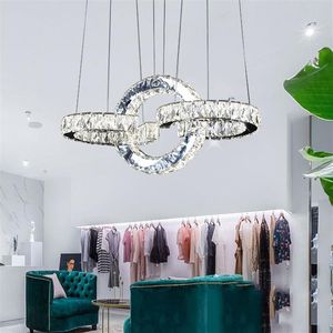 Nordic Dimmable crystal Chandeliers Rings Led Kitchen Chandelier Control Industrial Crystal Light For Kids Bedroom Dining room216P