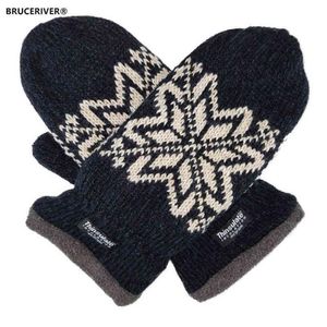 Luvas masculinas de malha floco de neve Bruceriver com forro de lã thinsulate quente T220815240b
