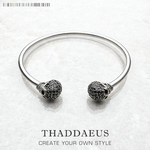 Charm-Armbänder, Armband, Armreifen, Totenkopf-Pavé, europäischer Stil, Mode, Karma-Punk-Schmuck, Geschenk für rebellische Männer und Frauen, aus 925er Sterlingsilber 231208