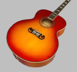 Fábrica 43 guitarra acústica série J200 de 12 cordas com laca vermelha cereja conjunto de concha de abalone 258