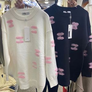 C spot letter towel embroidered knitted top round neck cover solid color matching casual coat