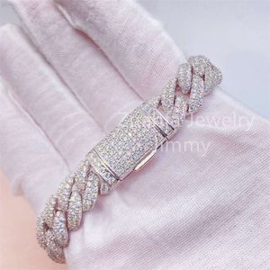 Gioielli Moissanite Bracciale cubano Moissanite da 13 mm Bracciale cubano Vvs Moissanite Link Bracciale cubano in argento sterling 925 Confezione regalo di lusso alla moda