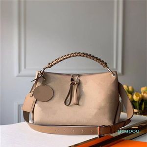 جلد ماهينا العجل مثقبة مع أكياس الكتف النمط Beuubourg MM Hobo Bag Baged Leather Leather Top Handbag T195y