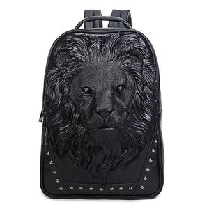 Borse da tracolla da uomo in fabbrica Street Cool Animal Lion Head Uomini Backpack impermeabile in pelle resistente alla pelle S2387