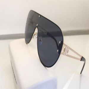 Escudo envoltório óculos de sol piloto ouro preto cinza moda feminina óculos de sol de grandes dimensões uv400 proteção com case2707