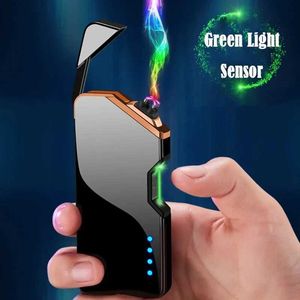 Creative Unusual Lighters USB Rechargeable Plasma Electric Lighter Metal Windproof Laser Induction Dual Arc Electronic