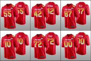 Kansas''City''Chiefs''men 10 Tyreek Hill 87 Travis Kelce 55 Dee Ford Custom Custom Youth AFC Game Red Jersey Pro'Bowl