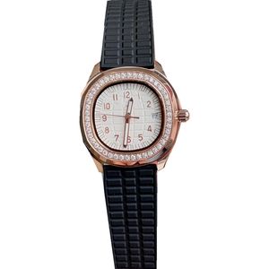 Women's Diamond Set Watch Silicone Strap Octagonal Case Retro Fashion Watches Simplified Number