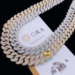 Passera diamanttestare 20mm 925 Silver VVS Moissanite Diamond Custom Hip Hop Jewelry Iced Out Cuban Link Chain Rappers Halsband