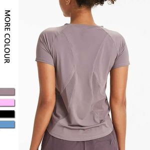 Women's Mesh Back Breathable Yoga Sports Tops Solid Color Quickly Dry Running fashion Fiess Casual Gym Clothes Women Short Sleeve Tee 688ss