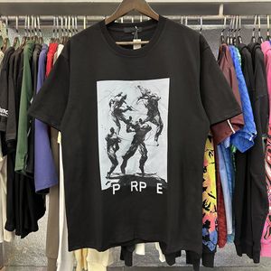 Tシャツファッションデザイナーパープルメンズシャツのメン半袖コットンシャツオリジナルシングルラペルジャケットスポーツウェアジョギングスーツルーズデザイン