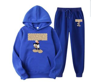 Mens Cartoon Mouse Print Tracksuits Set Spring Autumn Long Sleeve Hoodie dragkedja Jogging Trouser Patchwork Fitness Run Fase Classe Clothing Cartoon Sportswear