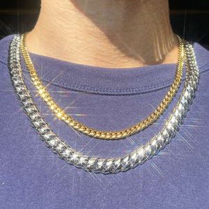 925 Solid Silver Cuban Chain 12mm Bredd Guldpläterad hiphophalsband kubansk länkkedja för man