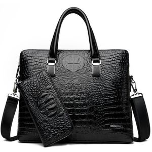 Briefcases Men's Brand Crocodile Pattern Designer Alligator PU Leather Handbag Business Office Laptop Bag Male Vintage Tote 20251e