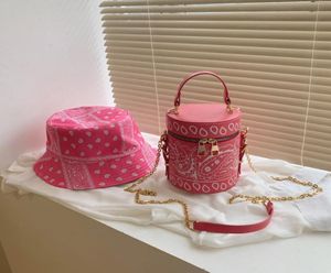 Women Set Bandana Bucket Purses Handbags for Women Bag Purse and Hat Set Ladies Leather Handbags9078759