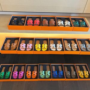 Best Quality Designer Slippers Leather sandal Same Style for Women's slides Summer Outwear Leisure Vacation slides Beach Slippers 2023 Spring Flat Genuine Shoes
