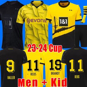 Haller Soccer Jerseys 23 24 Cup Reus 2023 2024 Borussia Soccer Football Top Shirt Neongelb Hummels Brandt Dortmund Men Kids Special Kit All Black Maillot de Foot XXL