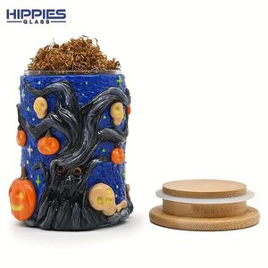 1pc Halloween Decor Cartoon Pumpkin Bone With Luminous Tobacco Storage Jar, Cigarette Canister With Lid, Ashtray With Lid, Halloween/Christmas Gift