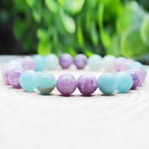 MG1980 8 MM Amazonite Lepidolite Bracelet Womens Mens EMF Energy Protection Jewelry